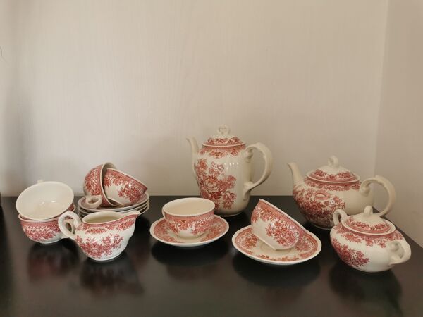 Service à café et thé ancien rouge Villeroy & Boch Saar Allemagne