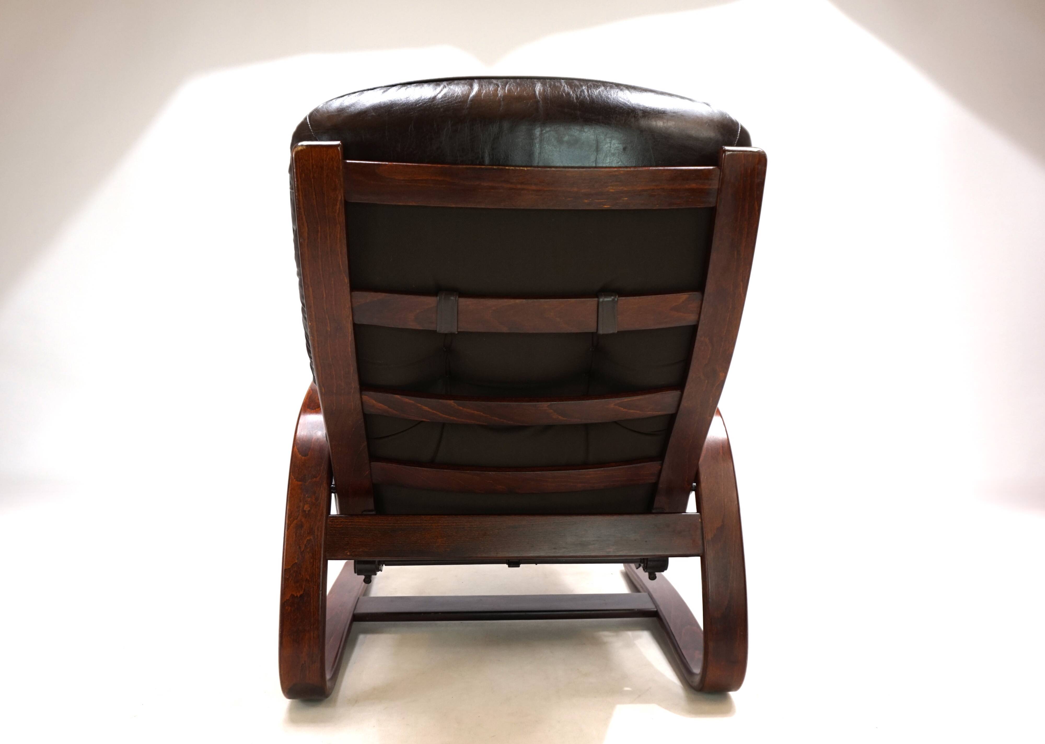 Westnofa The Panter leather lounge chair by Arnt Lande, 1970s