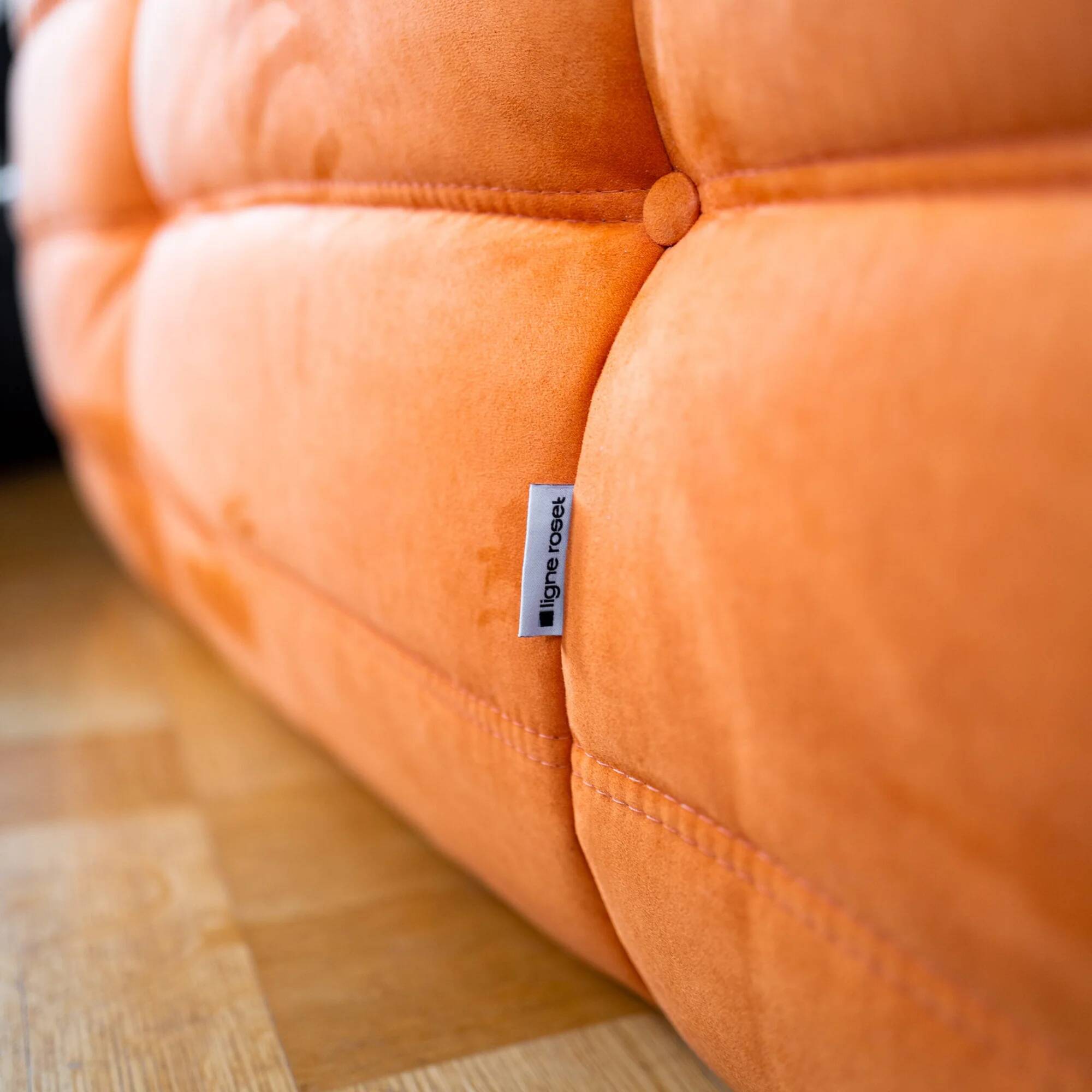 Orange Alcantara 2-seater Togo sofa by Michel Ducaroy