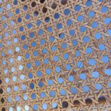 Pair of vintage sleigh chairs in beech wood and cane from the 70s