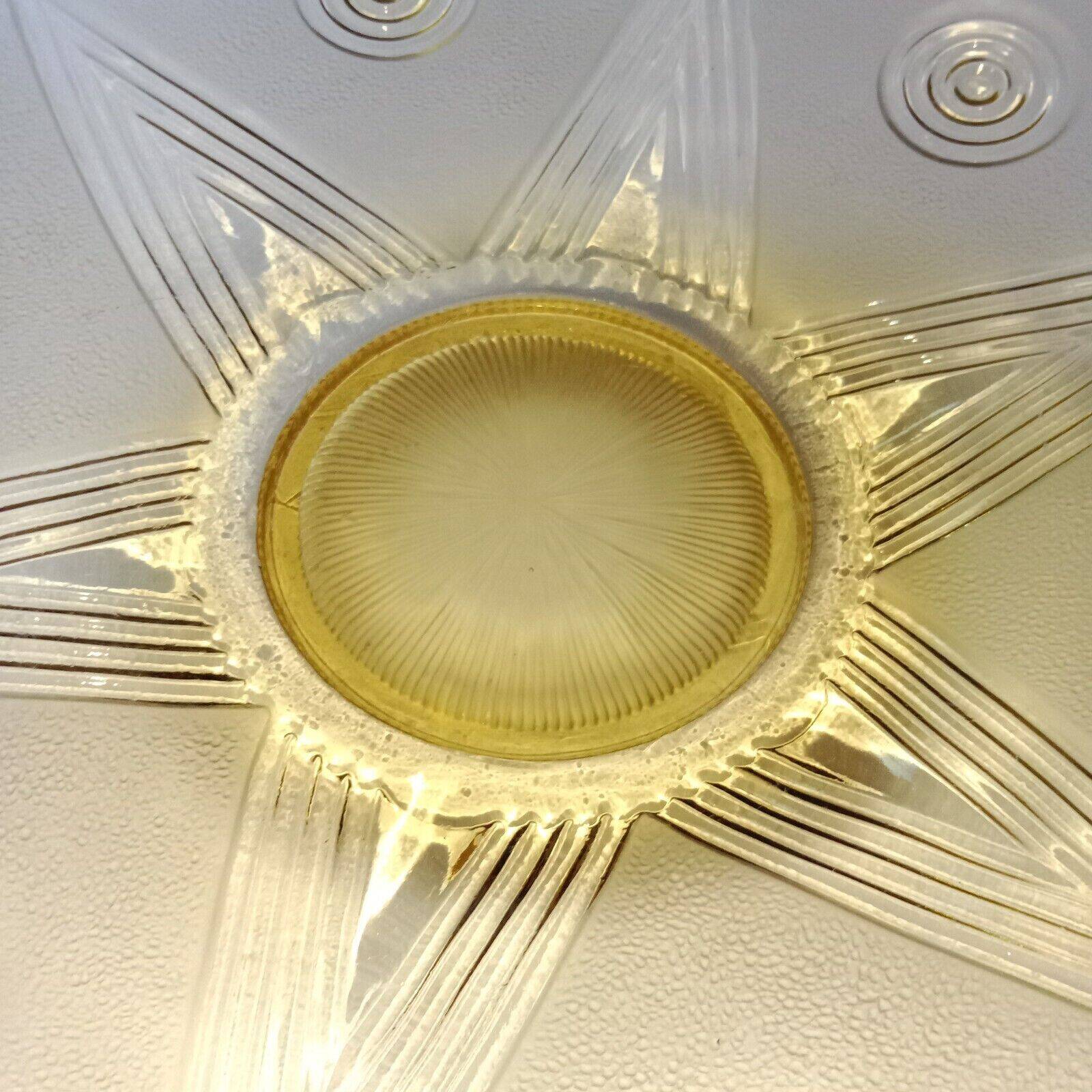 Art Deco Pressed Molded Glass Bowl, Yellow, Star Decorated