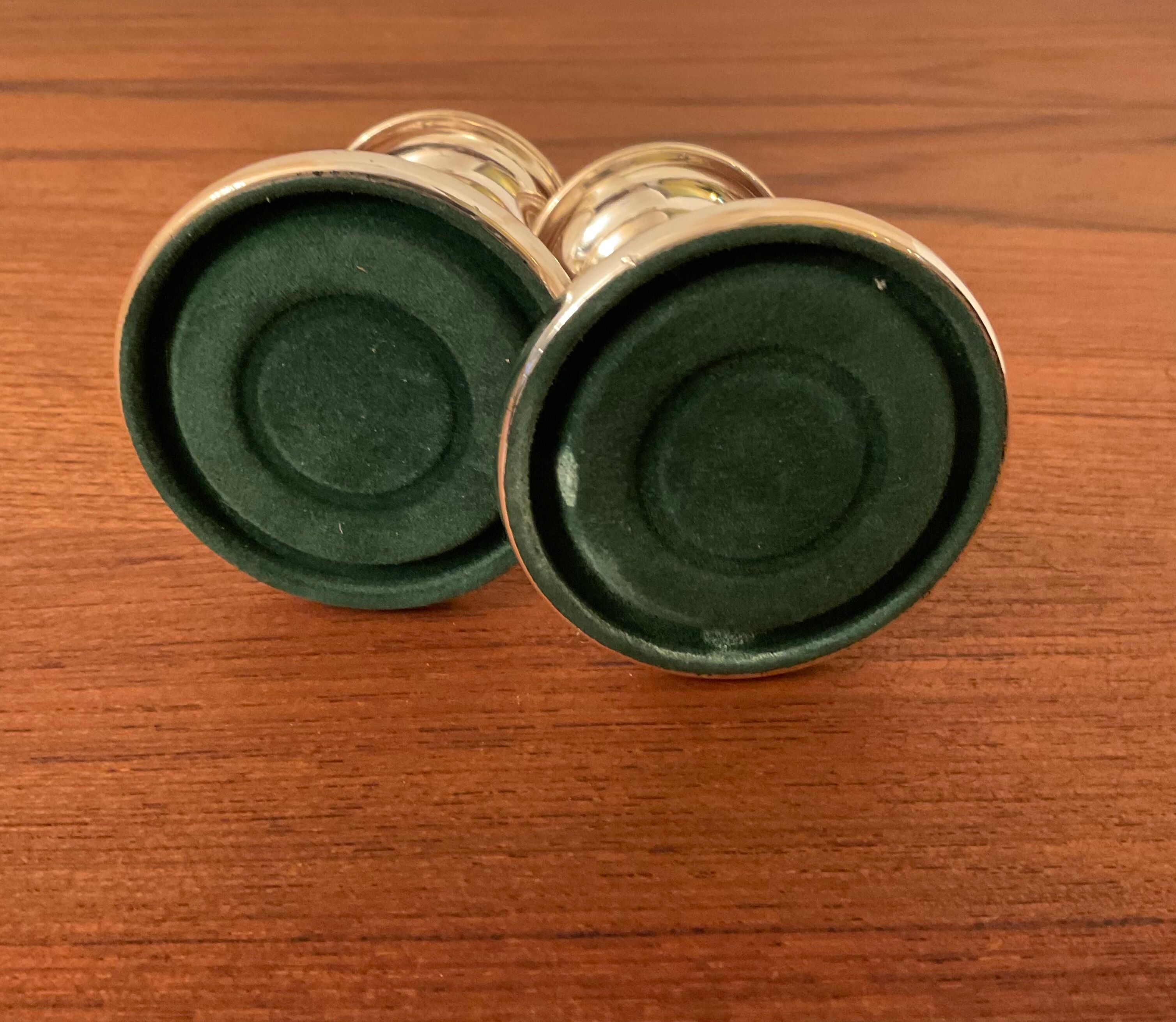 Pair of vintage silver metal candle holders