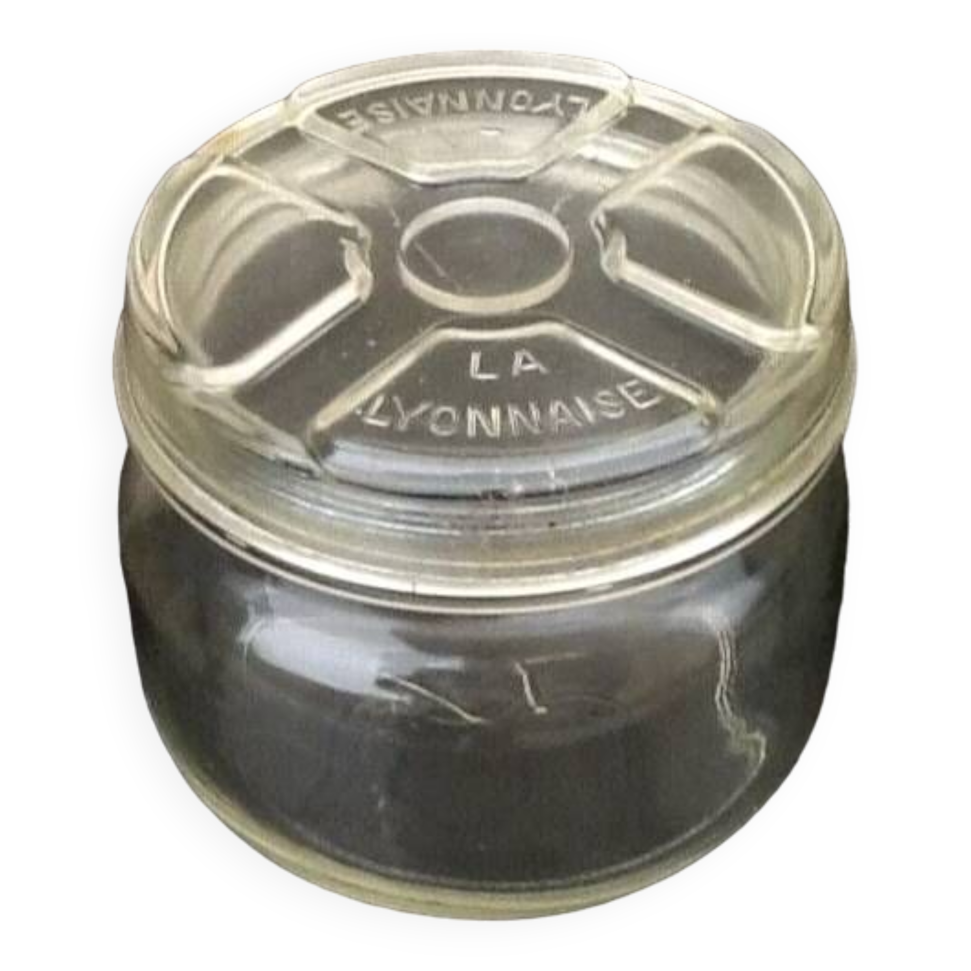 Old jar and its lid “La Lyonnaise”