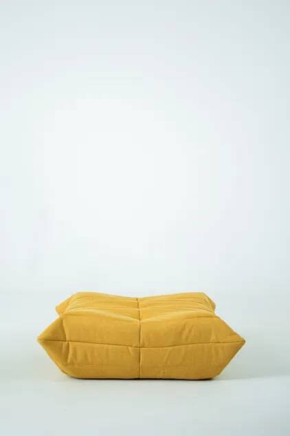 Togo Chair and Pouf Set in Yellow Tweed