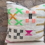 Housse de coussin Kilim marocaine faite main : Coussin décoratif bohème