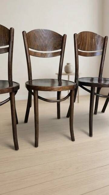 Set of 4 ton wooden dining chairs, 20th century, czechoslovak, 90 × 46 cm
