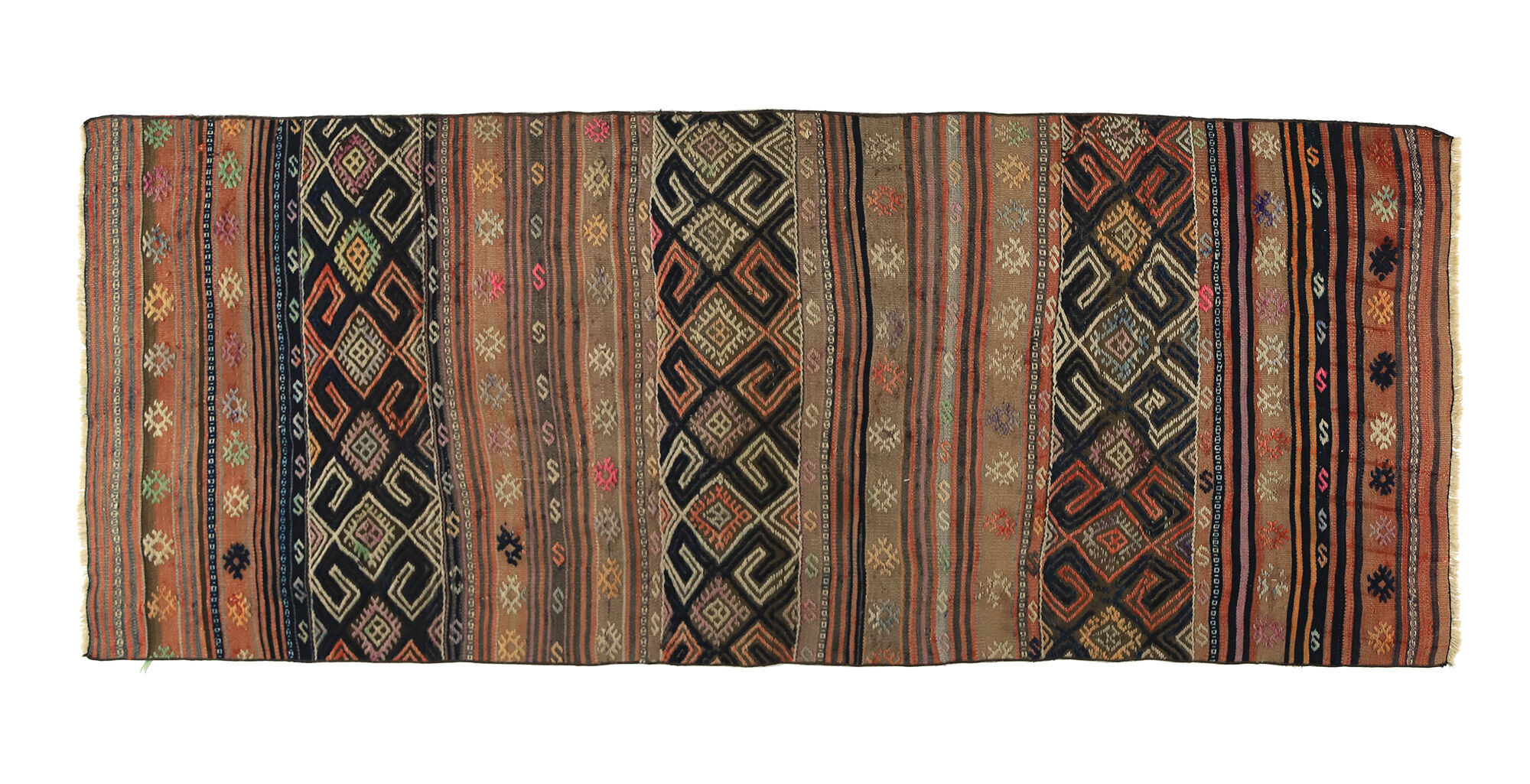 Anatolian handmade kilim rug 247 cm x 97 cm