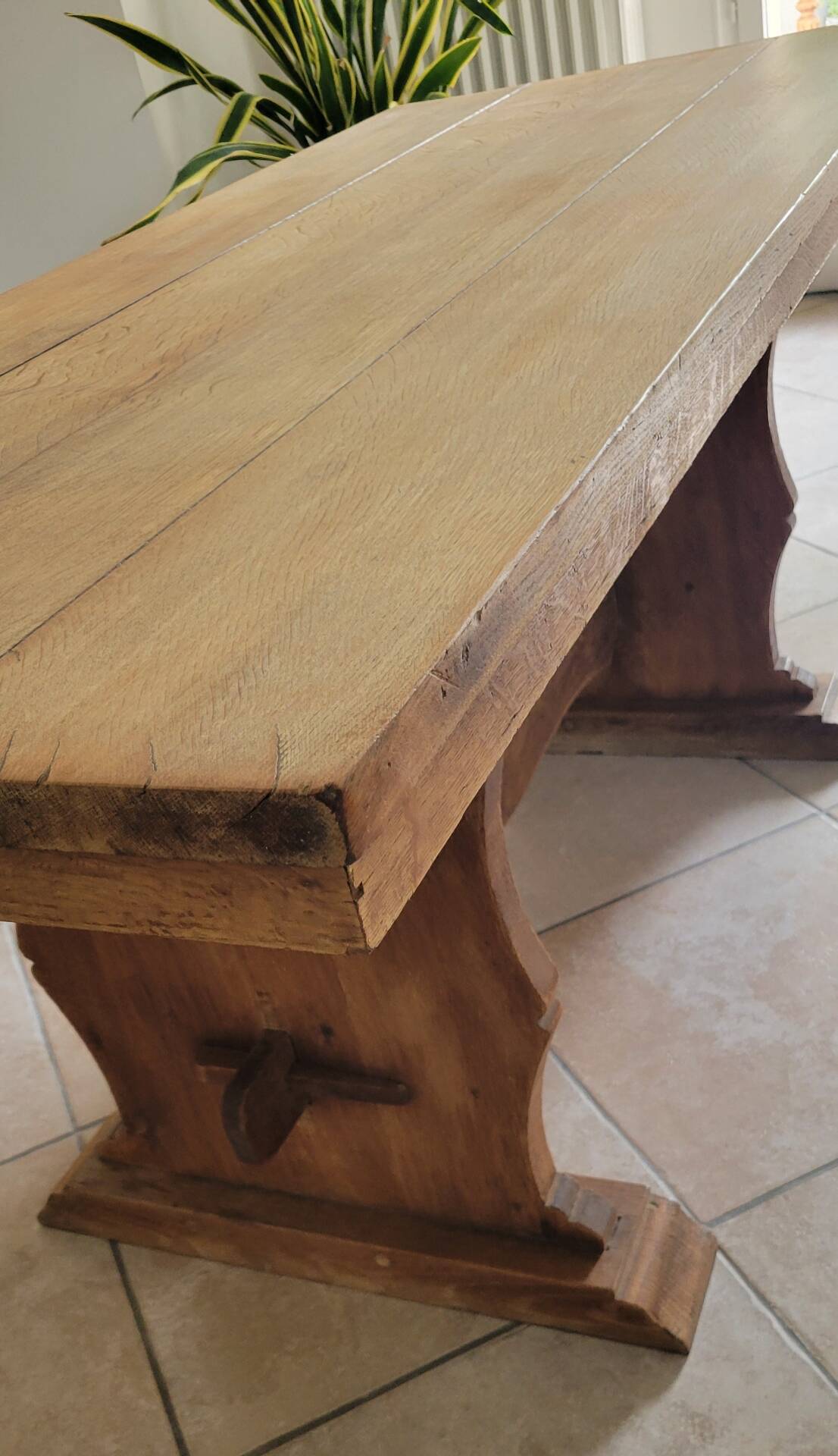 Monastery dining table, farmhouse, solid oak, antique vintage.