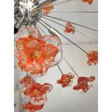 Red flowers Murano glass sputnik chandelier
