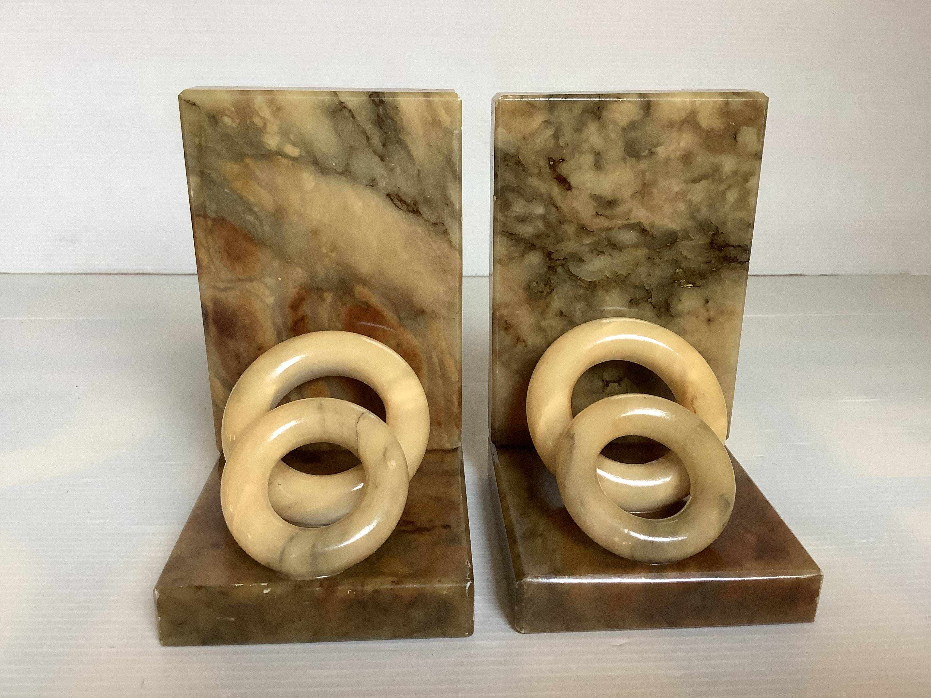 Pair of onyx marble ring bookends