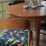 Table scandinave en teck ovale rallonges intégrées, années 60 comme neuve