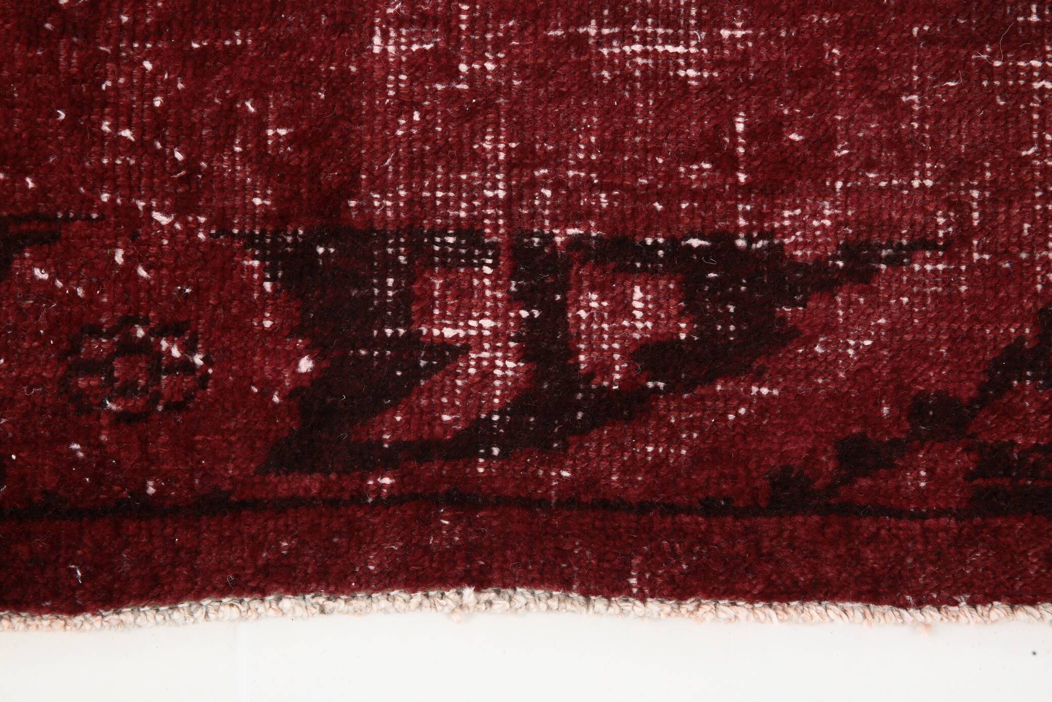 3x11 Shade Of Wine Red Handmade Turkish Vintage Runner Rug