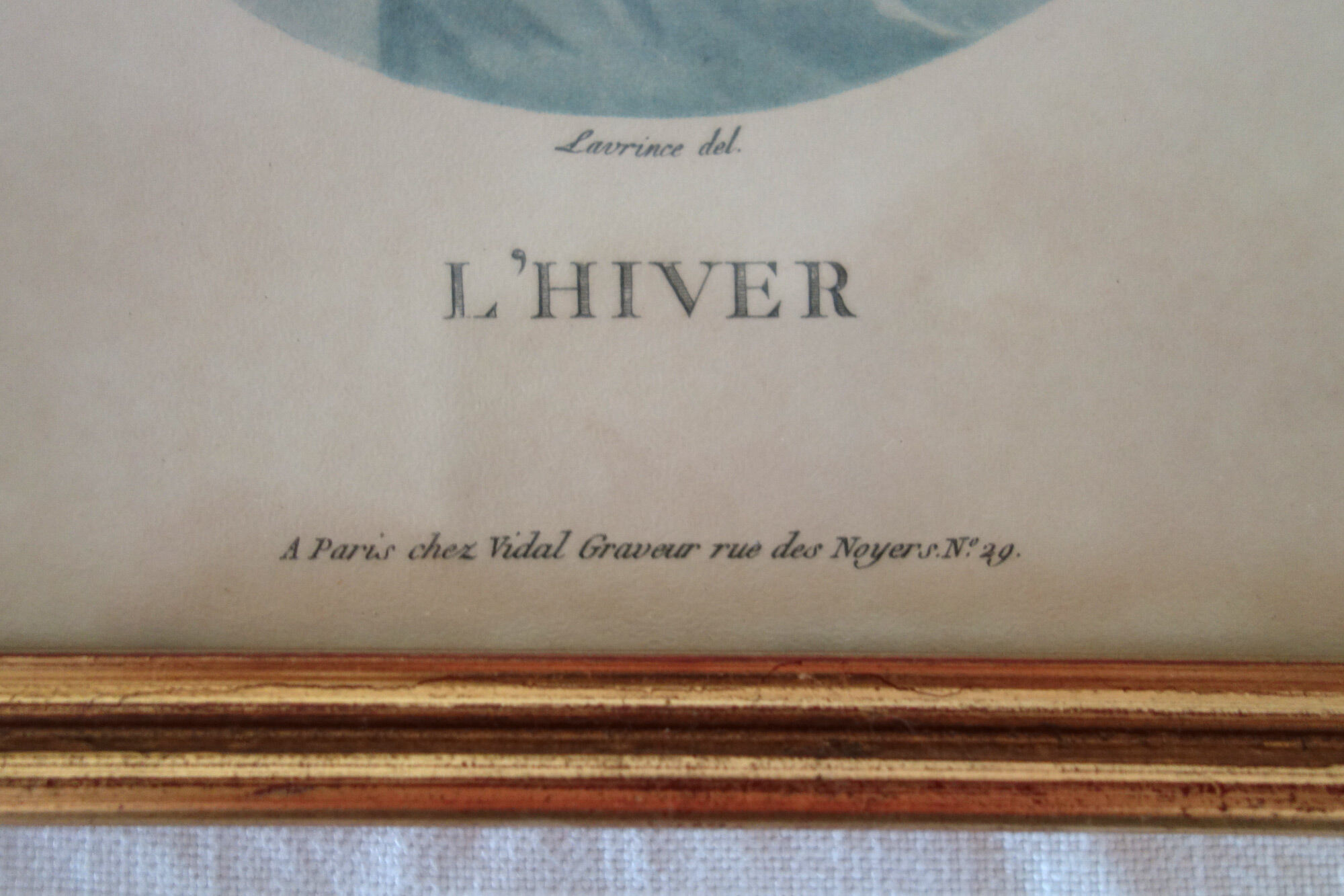 4 old lithographs of the 4 seasons