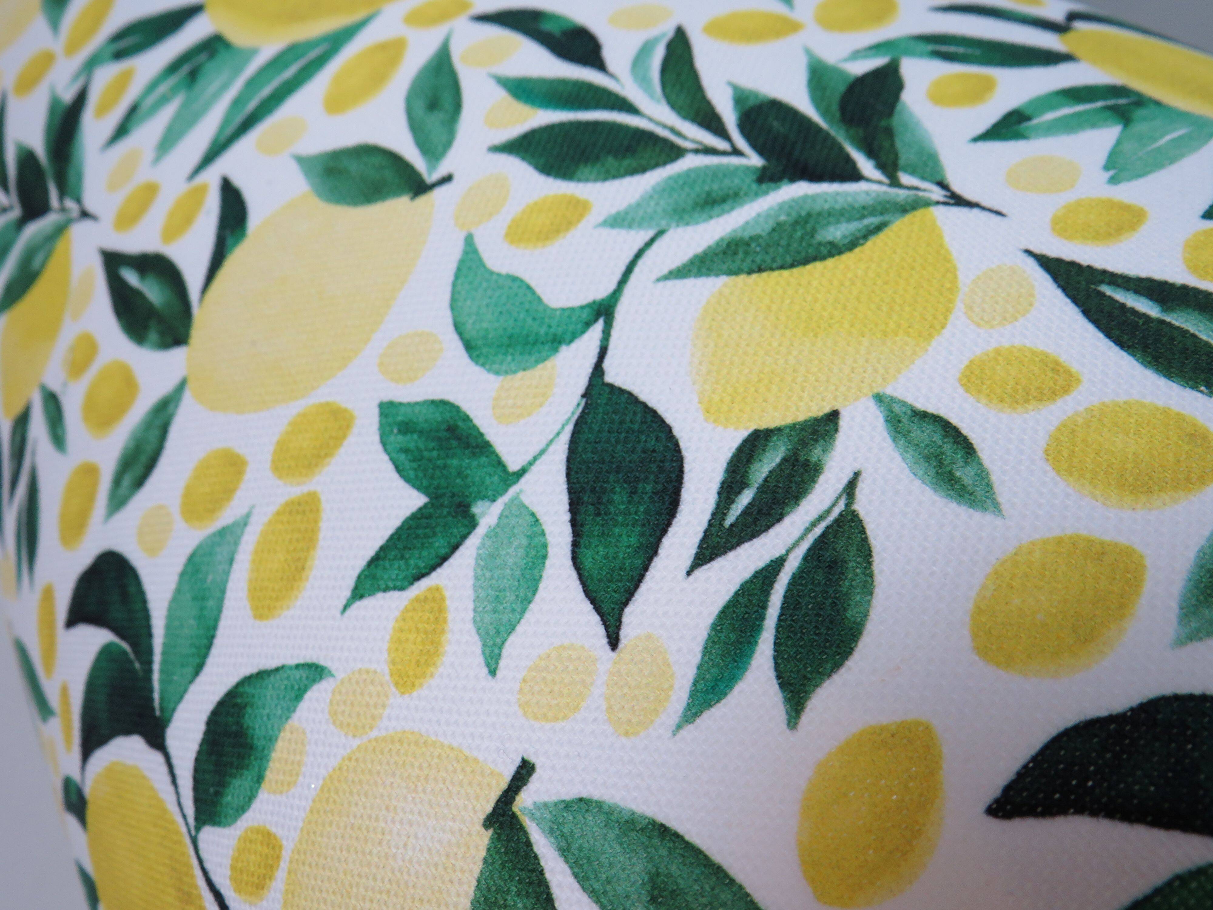 Lampe vintage en céramique blanche avec abat-jour citron, sur mesure