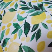Vintage white ceramic lamp with custom lemon shade.