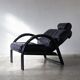 Vintage postmodern leather Italian Memphis lounge armchair