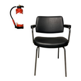 Vintage Retro Design Black Faux Leather Armchair