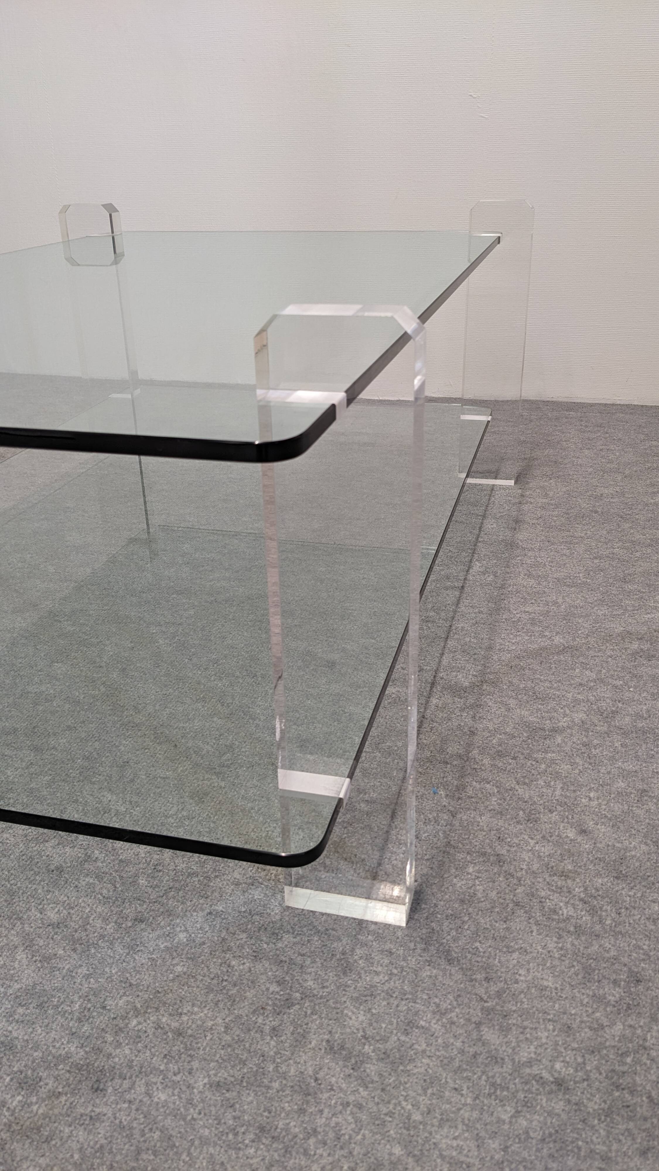 Glass and Lucite coffee table by Karl Springer, USA circa 1980