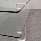 Table basse en verre et lucite de Karl Springer, USA vers 1980