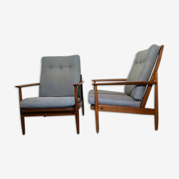 Pair of scandinavian armchairs in teak 1960