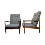 Pair of scandinavian armchairs in teak 1960