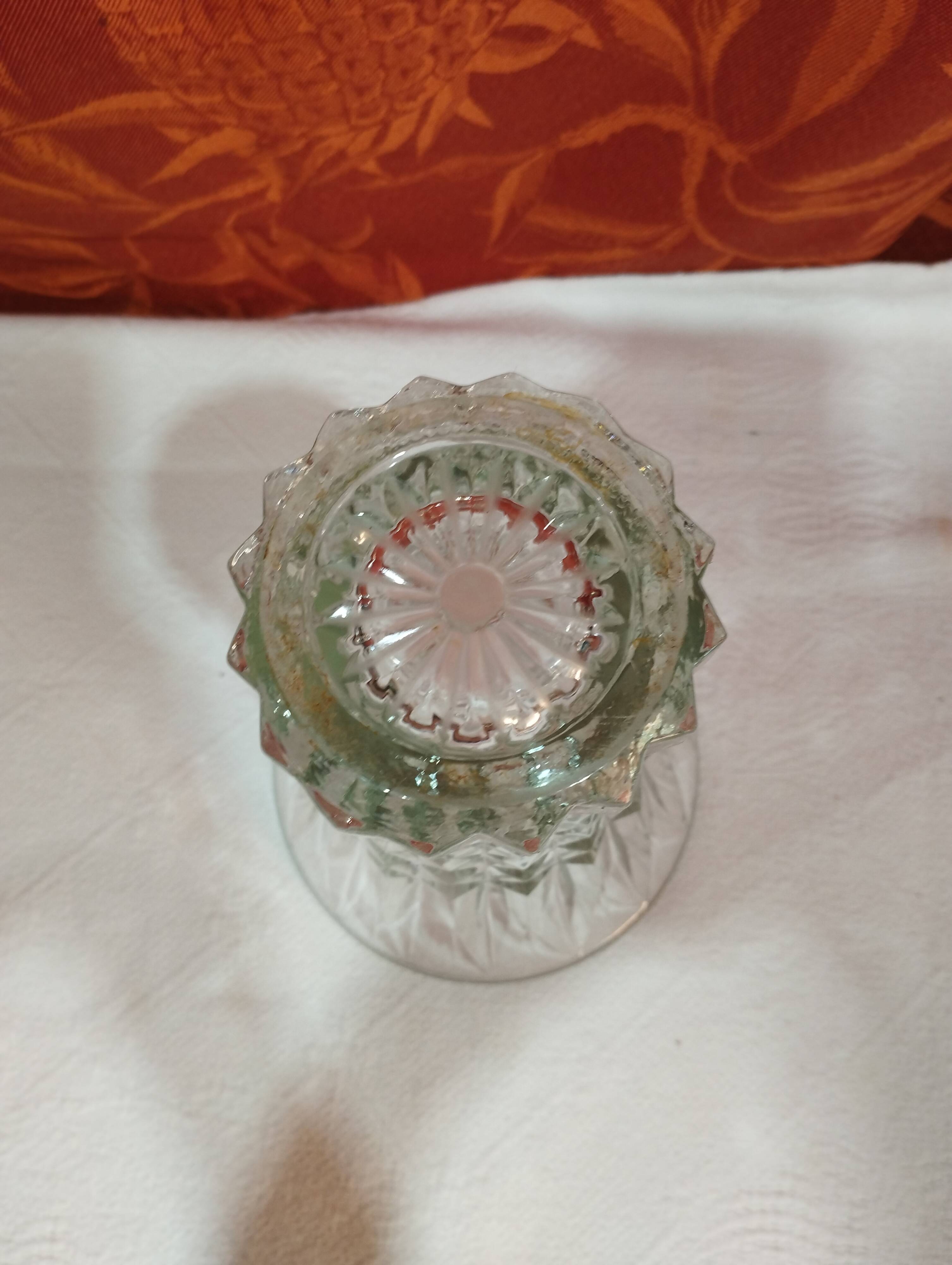 old art deco flared glass vase - diamond point decoration height 20cm