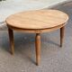 Renovated round extendable Art Deco dining table in raw wood, 1950, 225cm.