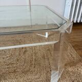 Table basse Athena en altuglas et verre David Lange, années 1970