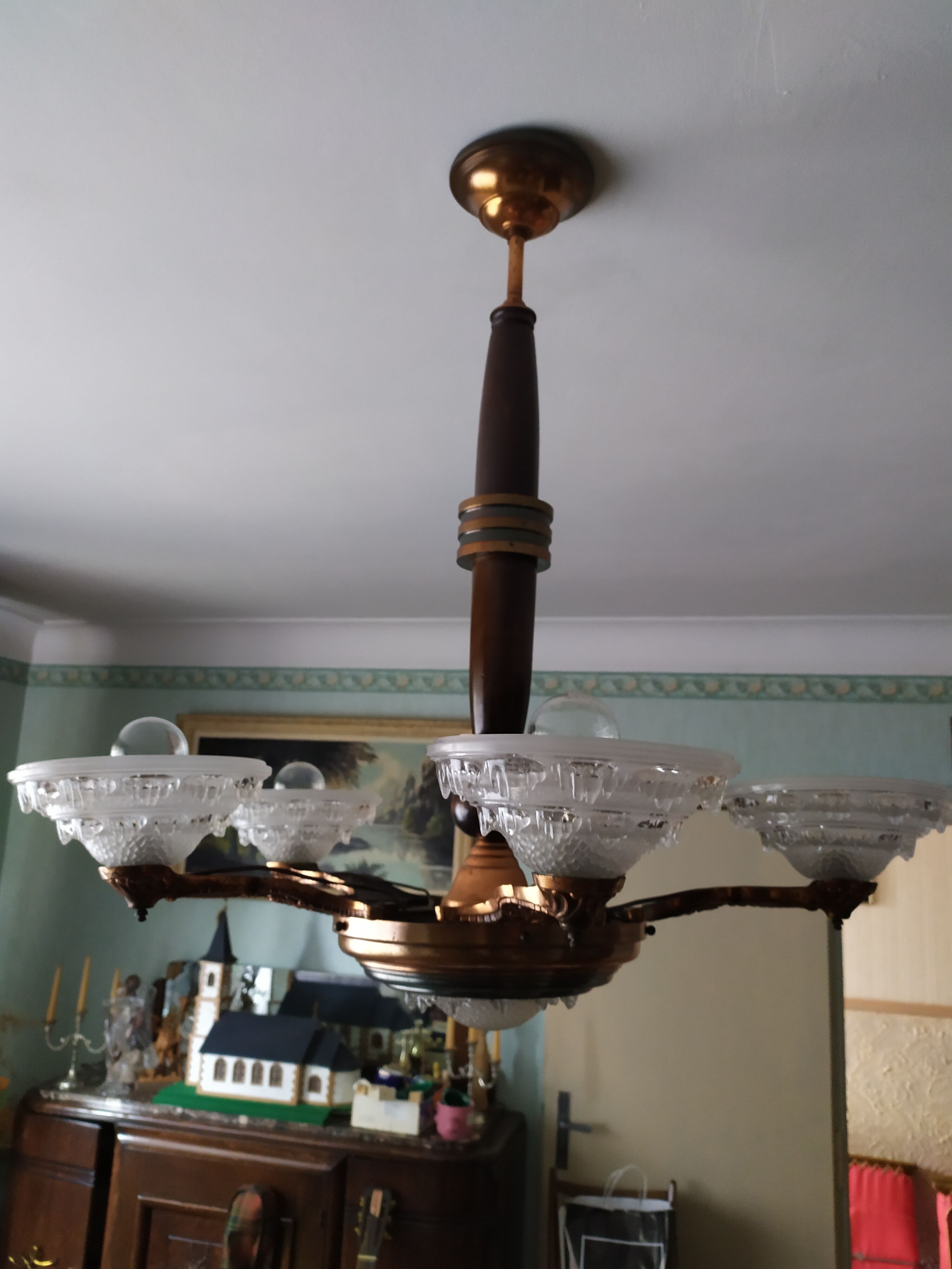 Chandelier lamp ezan 5 branch signed