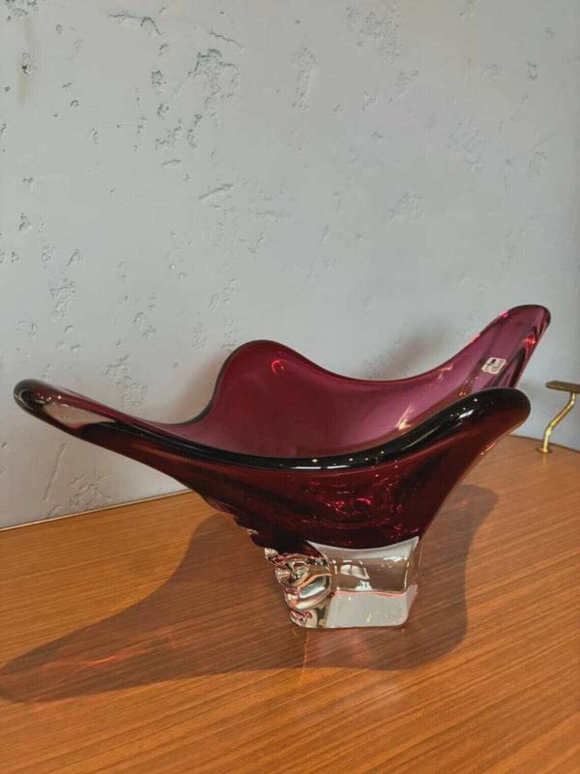 Murano art glass centrepiece bowl, ruby red, Italy, 1970s