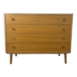Vintage Scandinavian chest of drawers with 4 drawers in oak, 1960s