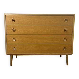 Vintage Scandinavian chest of drawers with 4 drawers in oak, 1960s