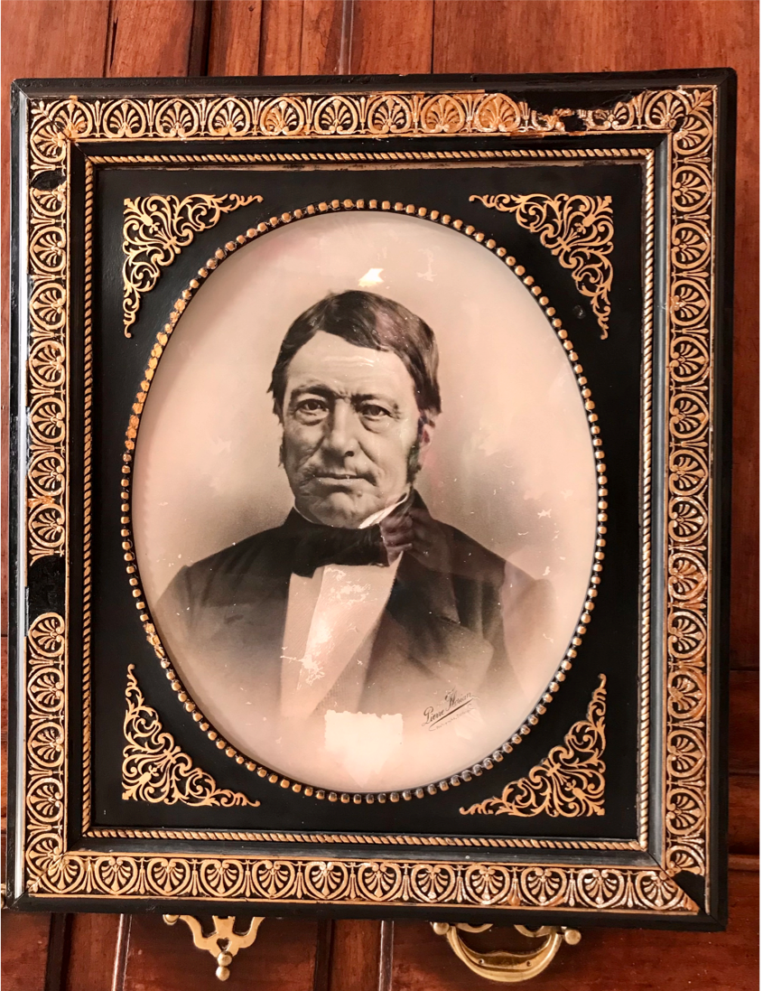 Black and gilded ebonite frame, wood and plaster 19th century