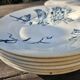 Antique 19th century plate, Terre de Fuego, blue with bird motif