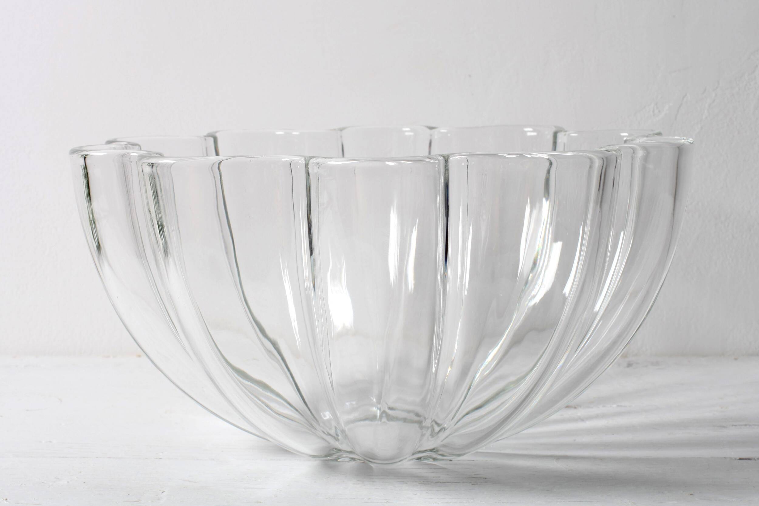 Villeroy and BVoch Large Crystal Salad Bowl: Scalloped Neptun Design, 2000s