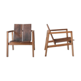 Pair of solid wooden armchairs 70