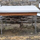 Set table chairs formica bicolor white and wood, feet eiffel, SIF, 70s, its 4 chairs