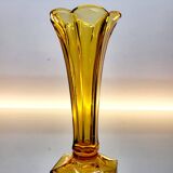 Val Saint Lambert Art deco vaas, serie Luxval model Américain S, amber