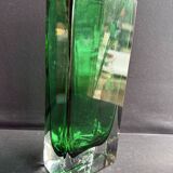 Rectangular vase in green sommerso glass