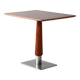 Table de bar en acajou avec base en acier et tige sculptée