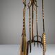 Sculptural Gilded Wrought Iron Fireplace Tool Set, 1960s