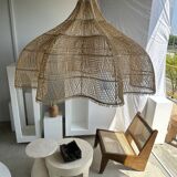 Immense rattan suspension in the shape of a flower, tulip, corolla H1m D1m50