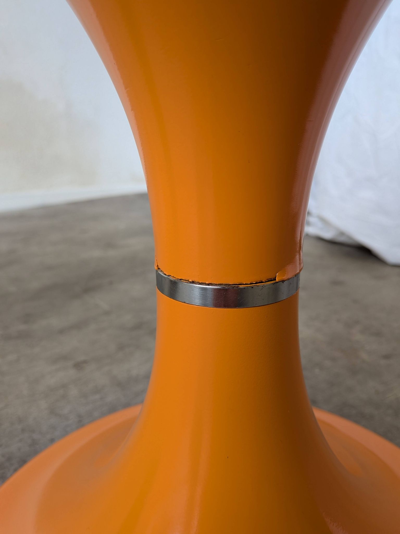 Orange Vintage Mushroom Stool “Jurček” by Meblo, 1960s – Space Age Retro