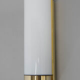 Brass and opaline glass wall lamp, glashutte limburg, 1970s