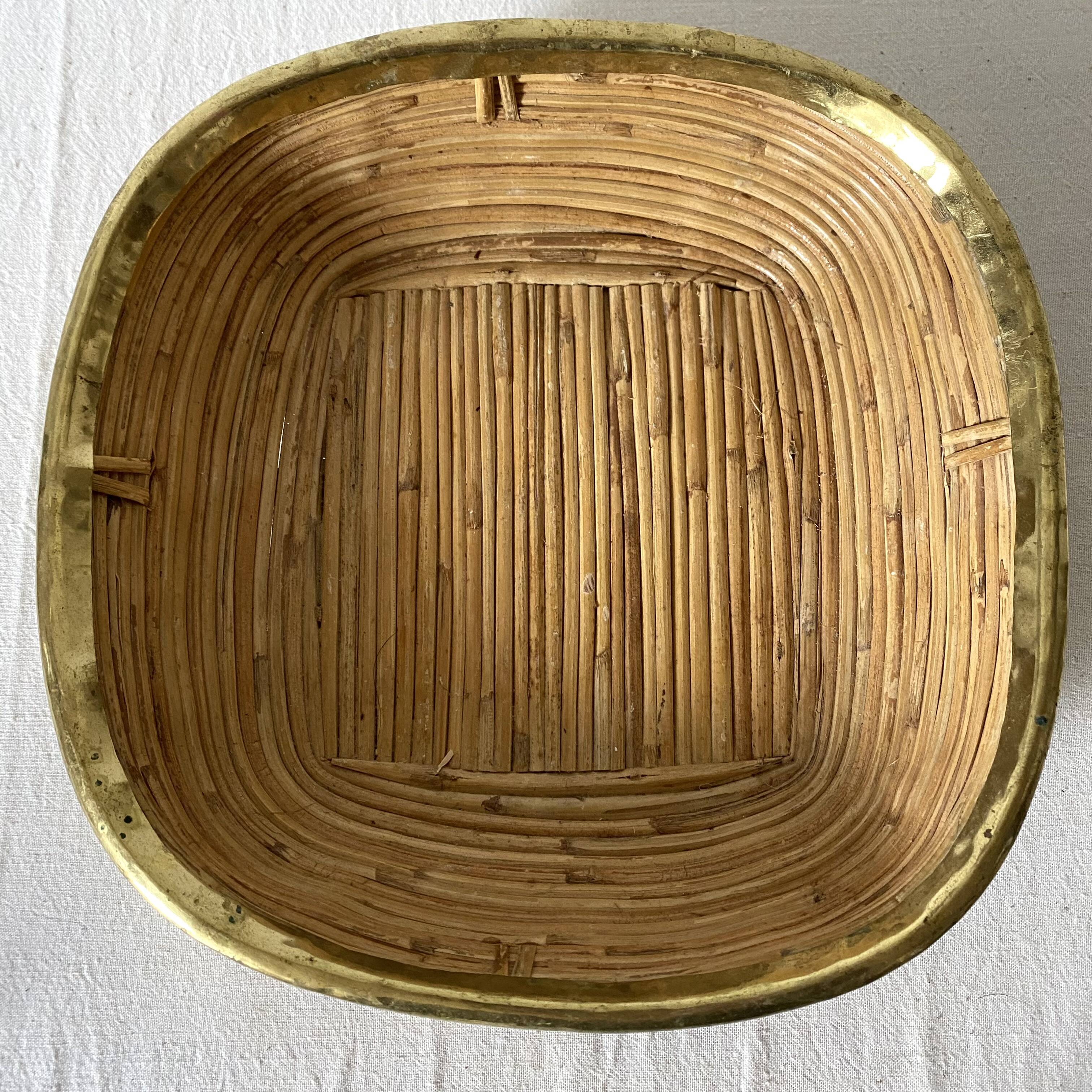 Rattan and brass basket 1960