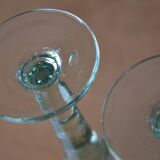 7 green blown glass bubble wine glasses