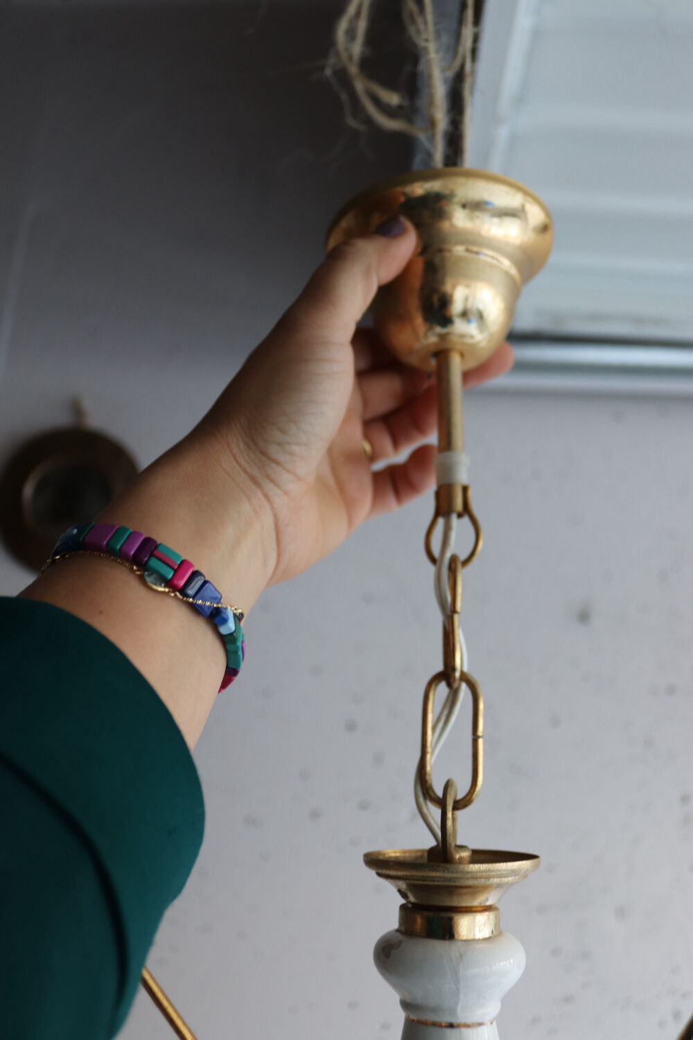Vintage Italian white floral chandelier