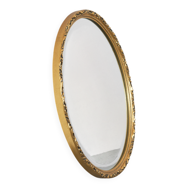 Miroir ovale bois doré Wood Wood années 1960