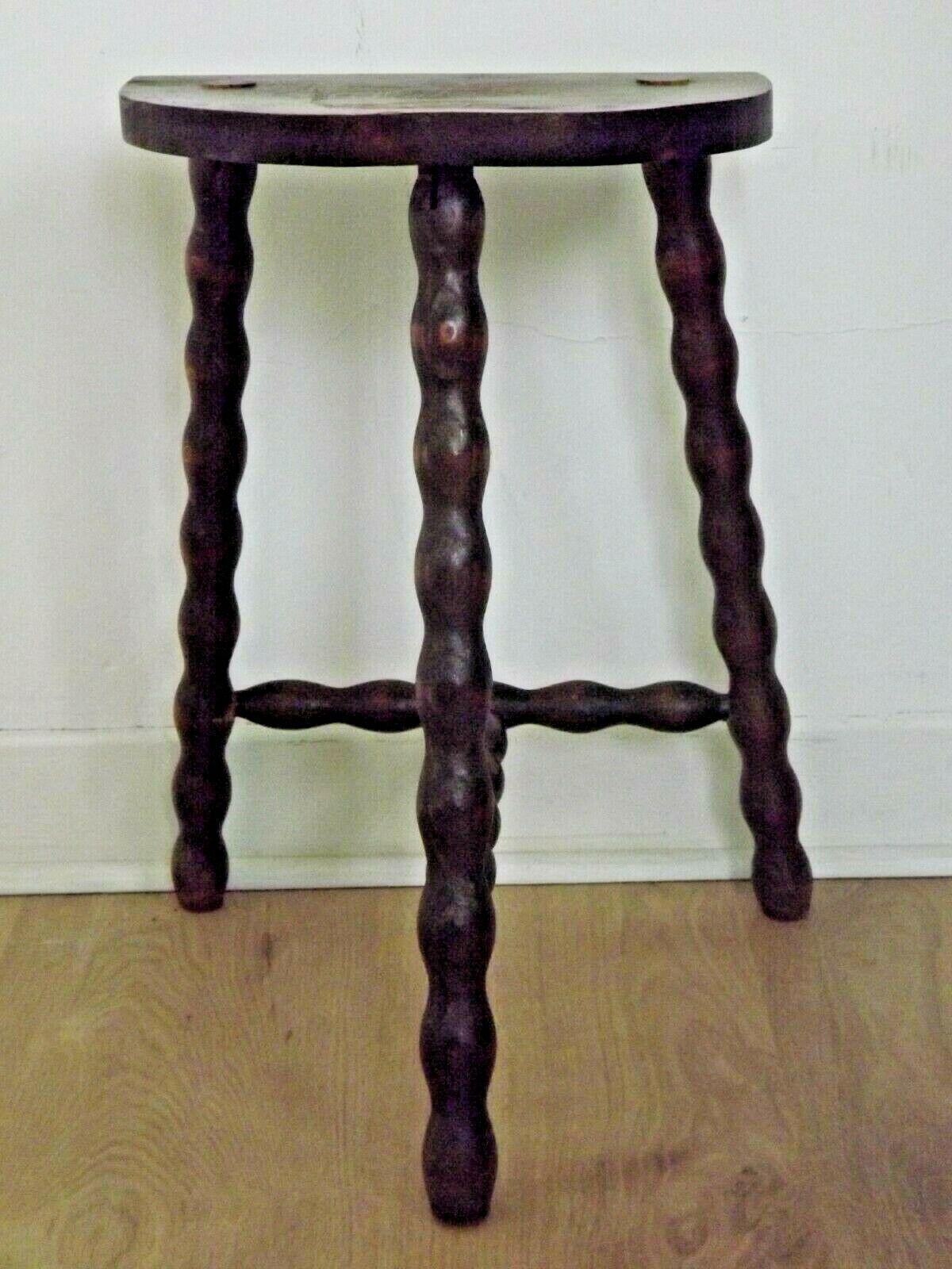 French antique wood hand made stool