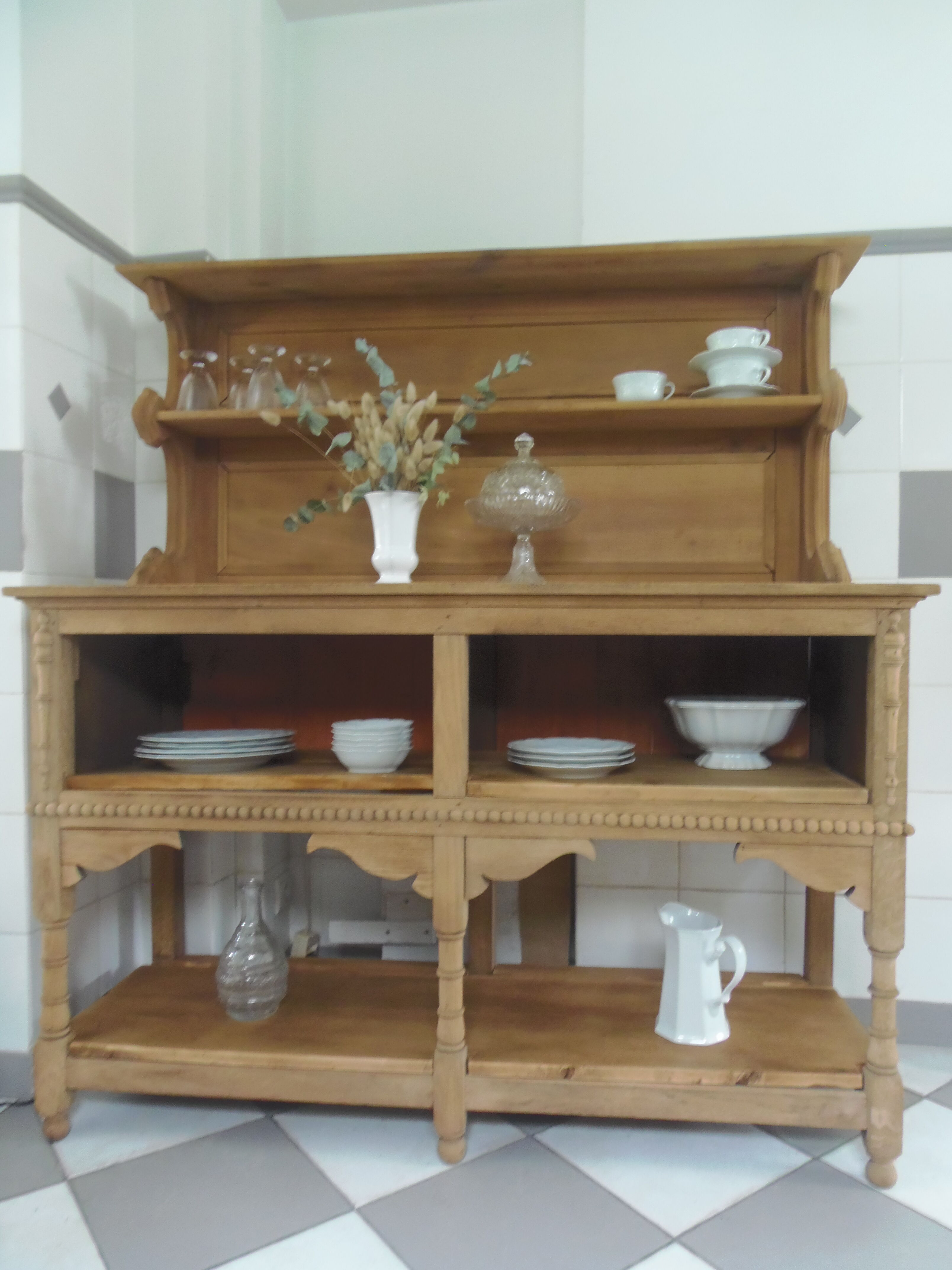 Furniture of trade, vintage service the bottom in oak the top in walnut.
